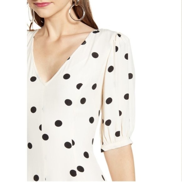 Something Navy | Polka Dot Printed Dress Puff Slv - Picture 4 of 8
